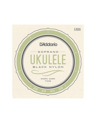 Daddario EJ53S Soprano Ukulele Teli Black Nylon