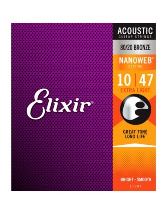 Elixir 11002 Nanoweb 80/20 Akustik Gitar Tel 10-47
